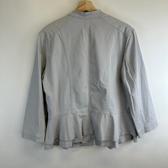 WHBM Light Gray Full Zip Blazer Jacket Womens Size 14 Business Casual Feminine - Picture 11 of 16